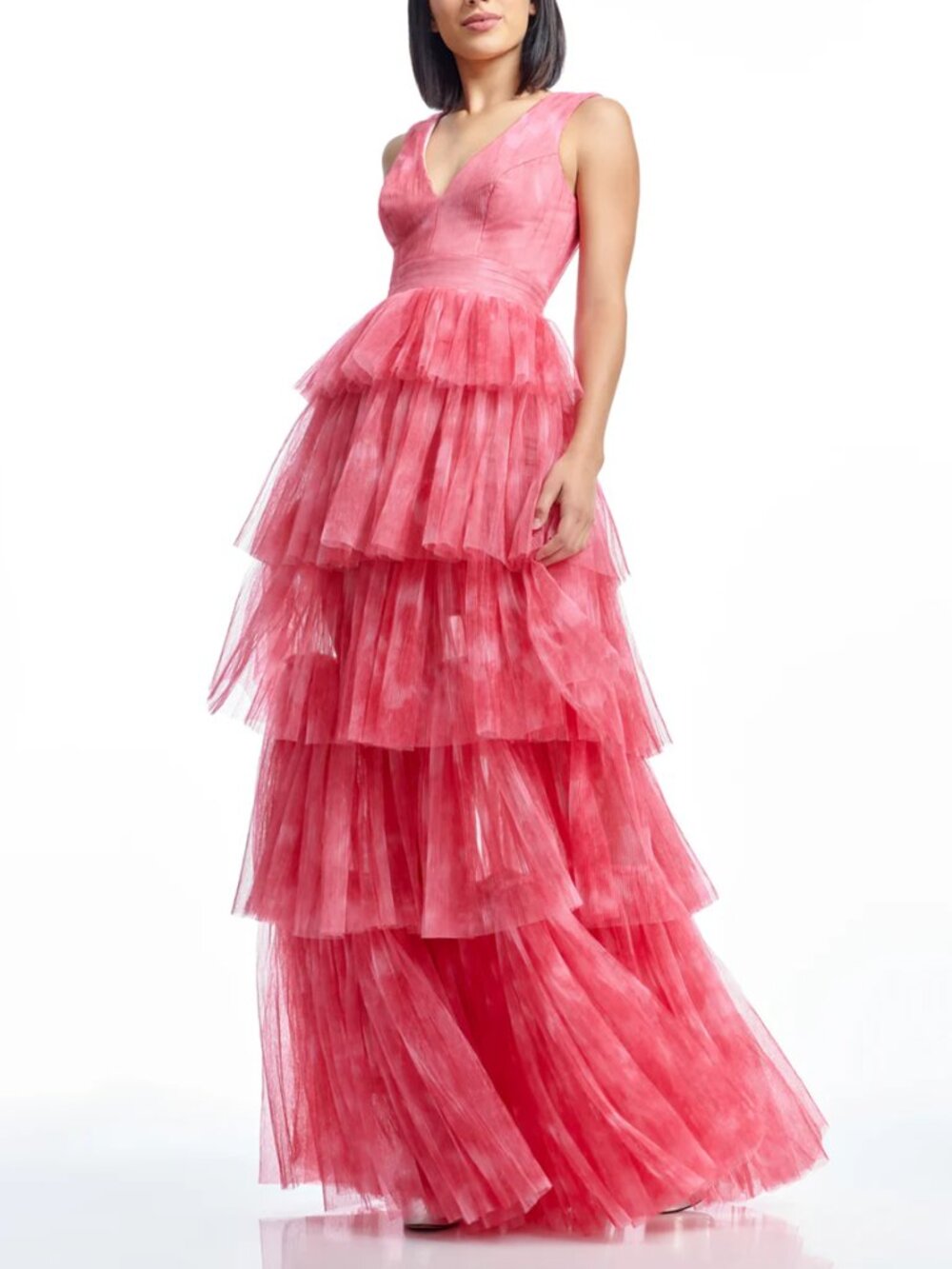 Dress the Population Radhika Tiered Plisse Tulle Gown